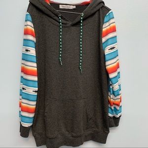 Misslook hoodie gray with Southwestern flair